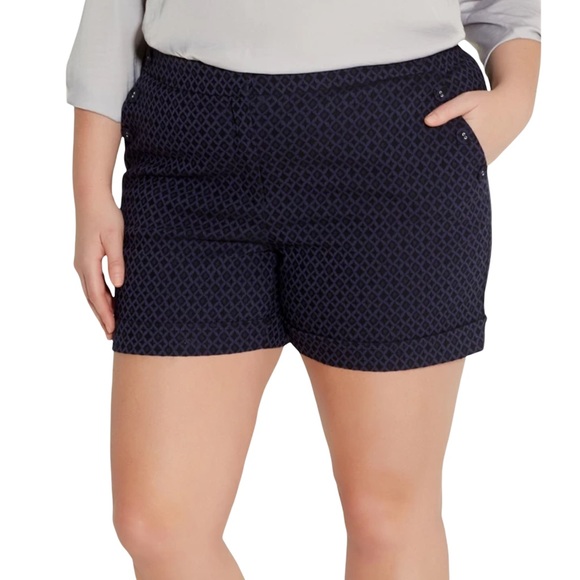 Maurices “The Smart” Plus Size Blue Diamond Print Sailor Shorts - Picture 7 of 7
